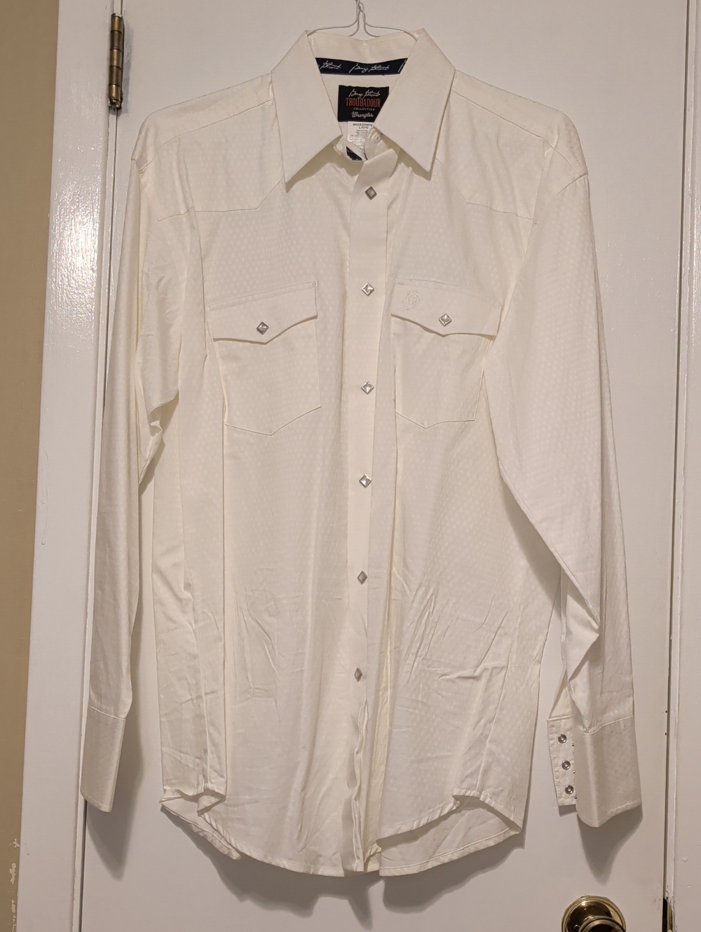 Wrangler Cream Western Pearl Snap Button-Down Shirt